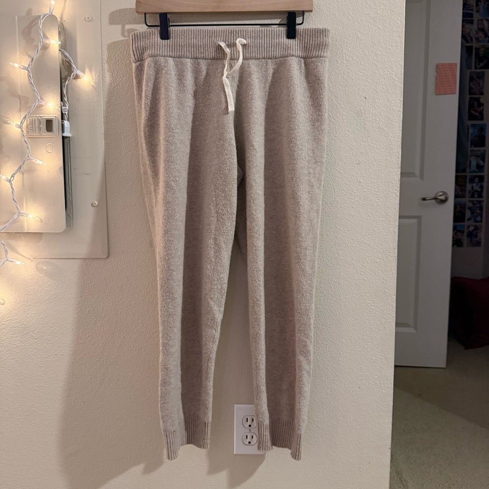 summersalt Cozy Knit Drawstring Joggers in Light Taupe